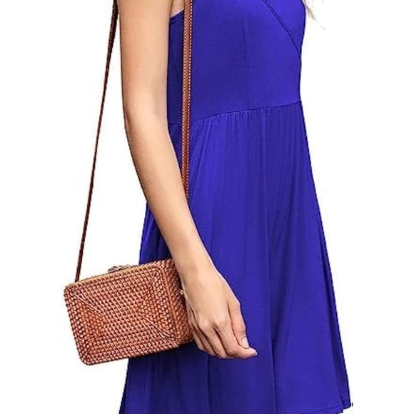 Women's V-Neck Sleeveless Dresses A Line Casual Summer Beach Dress Blue 2XL - Picture 3 of 10